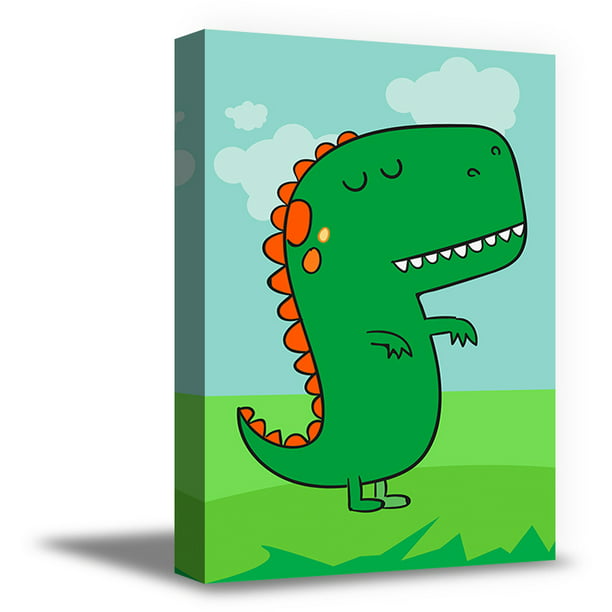Awkward Styles Cute Dinosaurs Canvas Prints Little Trex Framed Canvas Wall Art Ready To Hang Picture