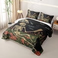 thumbnail image 3 of Homewish Skeleton Bats Cat Quilt King,Vintage Floral Plants King Coverlet Set,Halloween Duvet,3 Pieces, 3 of 7
