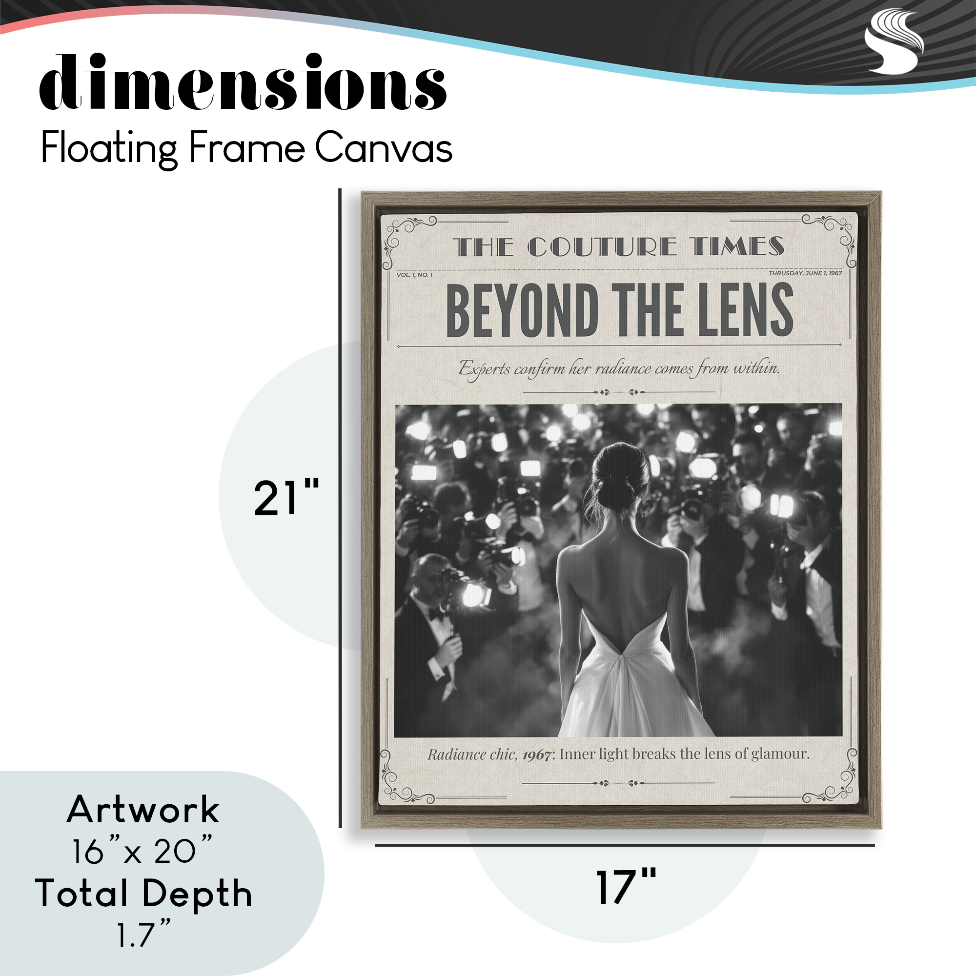 The Couture Times Magazine Brown Framed Floater Canvas Wall Art, design by A Barefoot Stylist