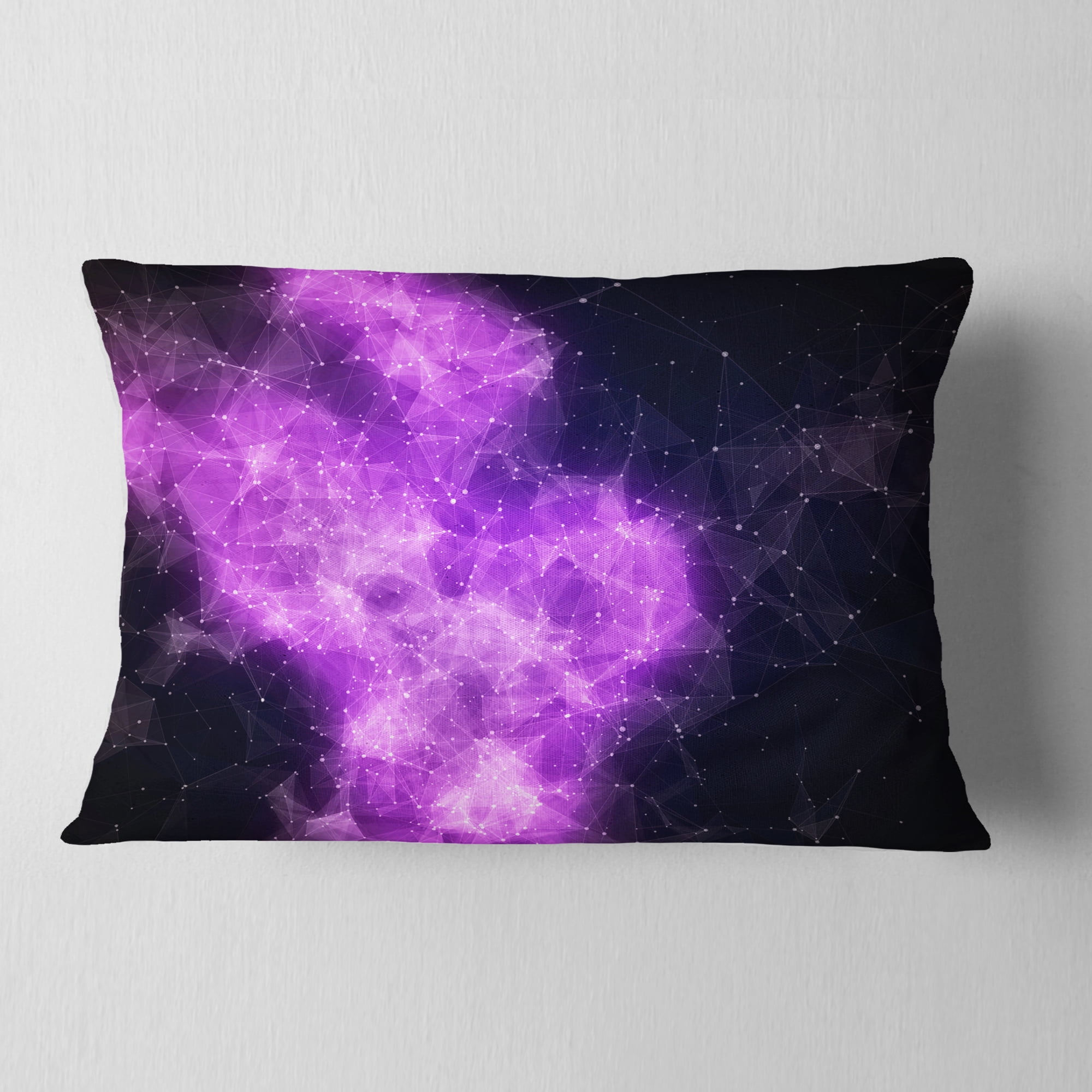 Designart Fractal Violet Nebula - Contemporary Throw Pillow - 12x20