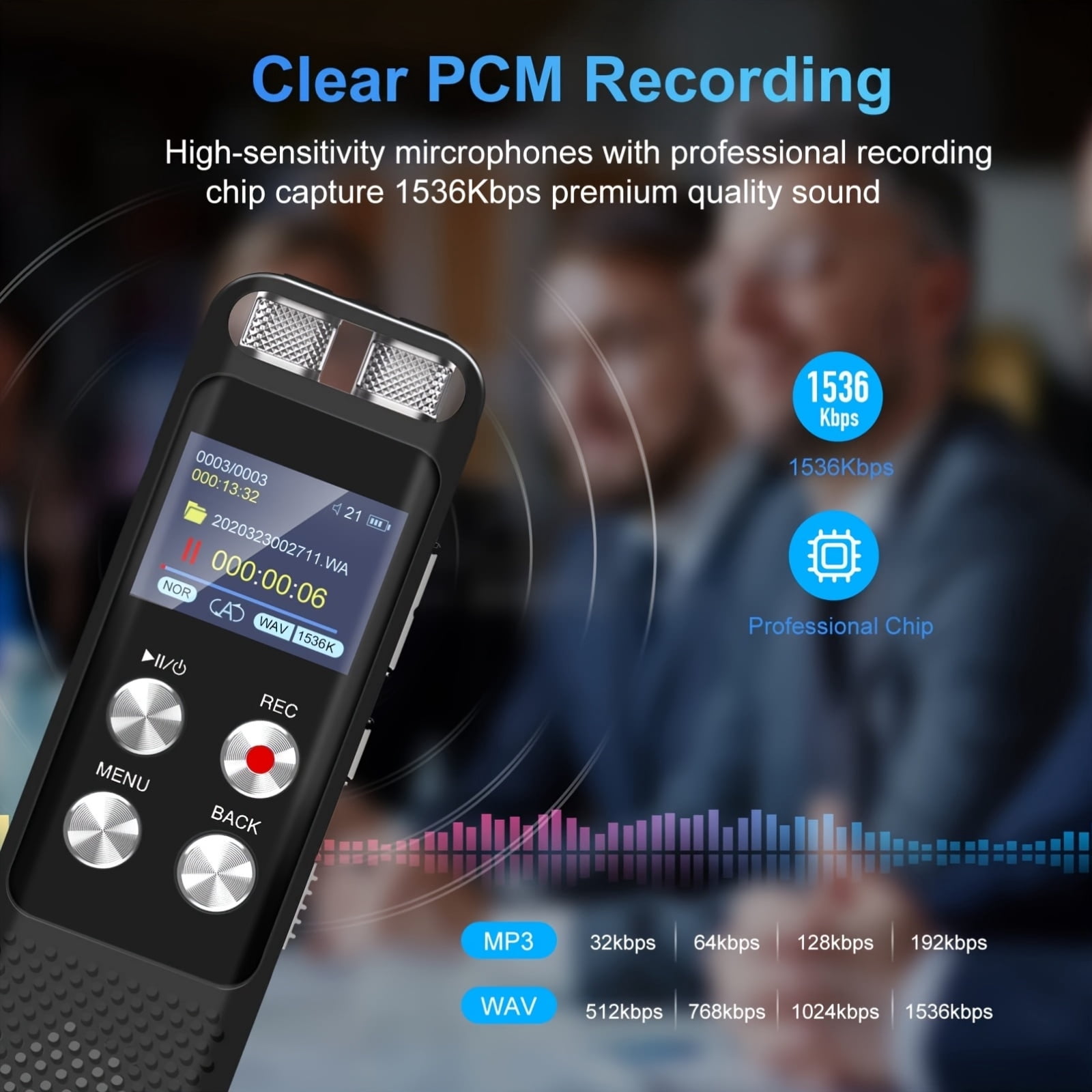 72GB Digital Voice Recorder, Voice-Activated for Lectures and Meetings - Aiworth 9860Hr Audio Recorder with Playback, MP3 Player, Password Protection, Speed Variation