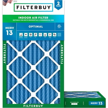 Filterbuy 8x30x2 MERV 13 Health Defense, Pleated HVAC AC Furnace Air Filters (2-Pack)