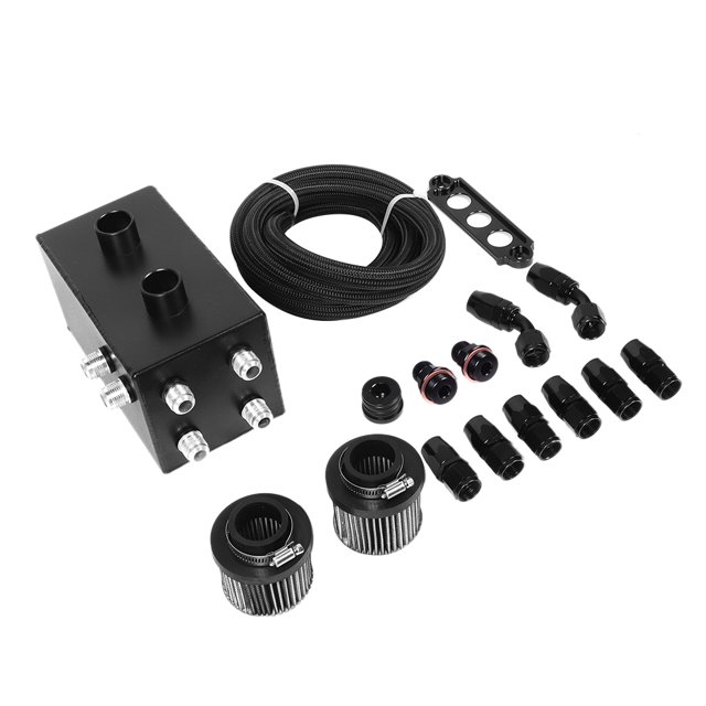 Respiradero De Lata De Aceite, Lata De Captura De Aceite Universal, Kit De Lata De Captura De Aceite Negro, Caja De Ventilación, 6 Puertos, Piezas Universales De Modificación De ANGGREK Fuel Surge Tank