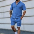 thumbnail image 2 of YLSDY Mens Summer Casual Button Down Shirt and Shorts Set Short Sleeve 2 Piece Outfits Fashion Athletic Tracksuit Sweatsuit Light Blue 6, 2 of 6