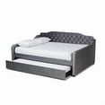 thumbnail image 3 of Baxton Studio Freda Transitional and Contemporary Grey Velvet Fabric Upholstered and Button Tufted Full Size Daybed with Trundle, 3 of 7