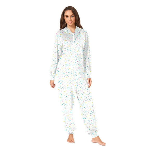 Pastel Sea Dots Adult onesie Pajamas, Crystal Velvet Ultra Soft Warm Jumpsuit for Men and Women
