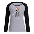 thumbnail image 4 of Camiseta suelta estampada a la moda para mujer, blusa de manga larga, cuello redondo, camisetas informales Pompotops FGAJ8225, 4 of 5