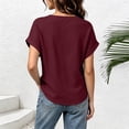 thumbnail image 6 of cocolona Summer Womens Button Down Tops V Neck Short Sleeve Loose Shirts Dressy Casual Solid Color Blouses, 6 of 7