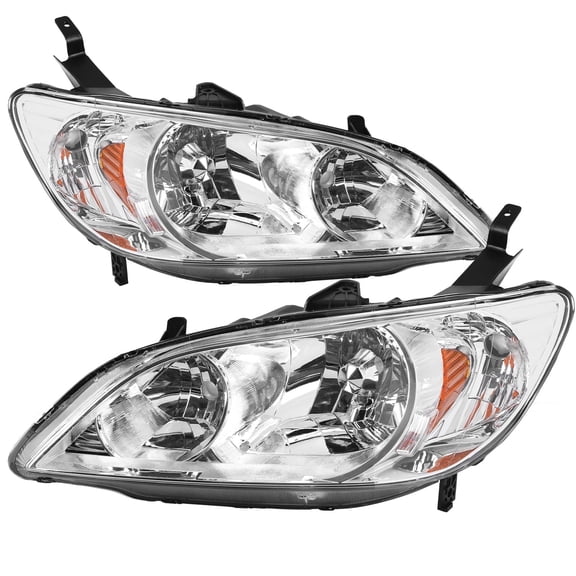 Bryght 2004-2005 Honda Civic 2/4 Dr Chrome Halogen Headlights Fits 2 Pack