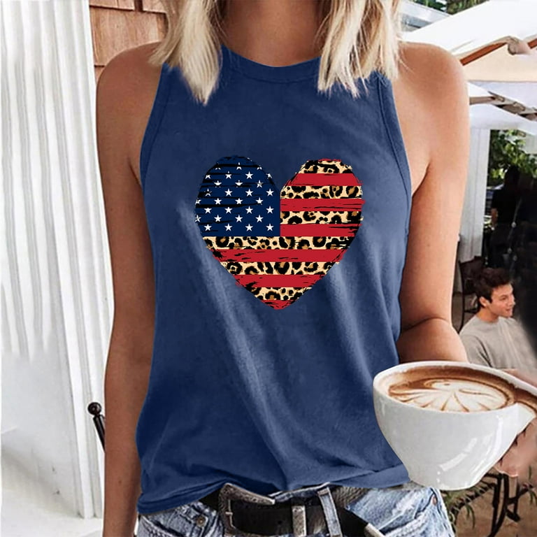 Cute Tank Tops for Women 4th of July Shirts American Flag Shirt Women Red White and Blue T Shirt July 4th Womens Clothing Women 4th of July Party Supplies camiseta del 4 de