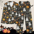 thumbnail image 6 of Enjoytime Sleep Sets for Women Halloween Printed Lapel Long Sleeve Button Down Blouse Loose Pants Ghost Loungewear Trendy Casual Soft Pajama Set, 6 of 6