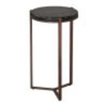Daiza Side Table Bronze End Table, Modern Style, Recycled Sand Cast Glass round shape tabletop, Iron, Indoor Living