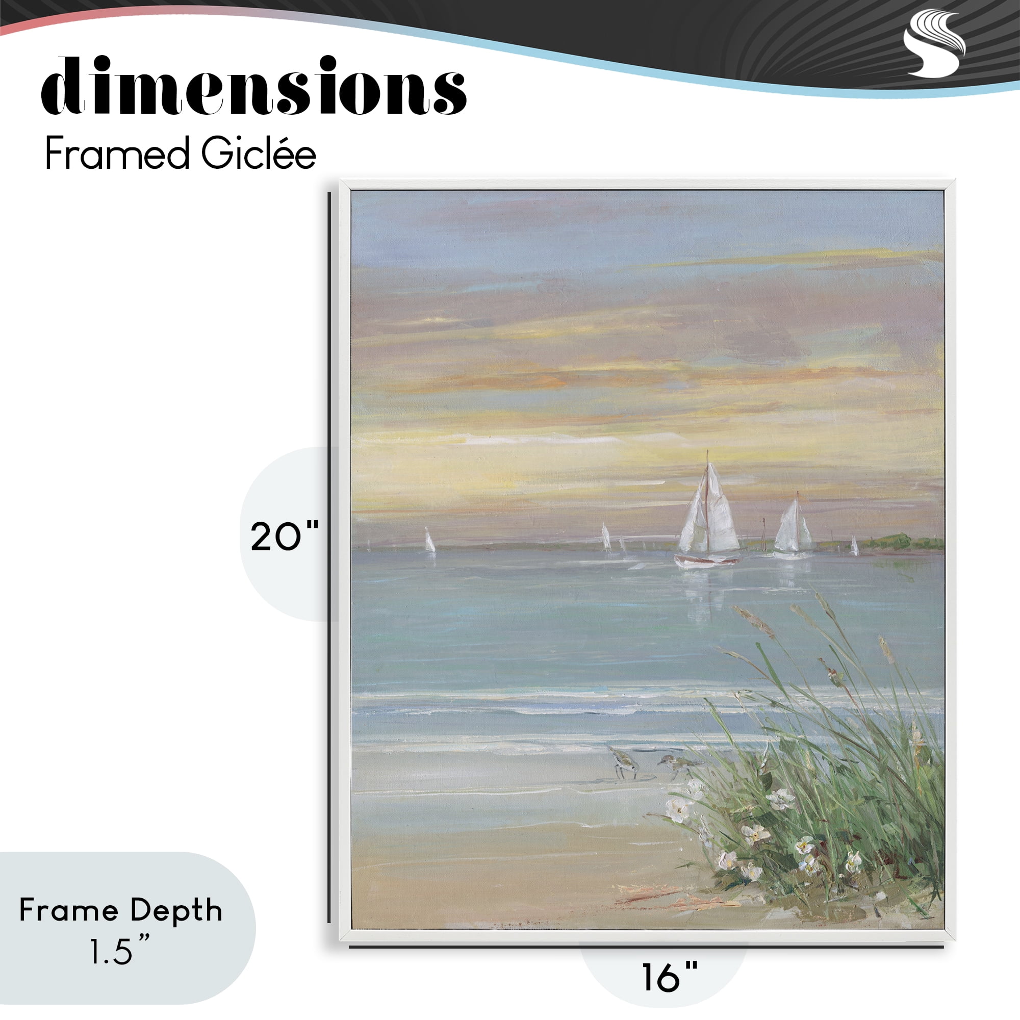 Stupell Industries Sailboats Beyond Sandy Shore White Framed Giclee Art, design by Sally Swatland