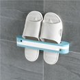 thumbnail image 5 of sweethay Estante para zapatillas de baño plegable múltiple, impermeable, para baño, pared de baño, escurridor, estante plegable para Almacenamiento y organización del hogar Azul, 5 of 5