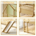 thumbnail image 4 of Bellemave House Bunk Bed with Convertible Slide and Ladder Twin over Twin Low Bunk Bed Frame Floor Bunk Bed with High Guardrails(Natural), 4 of 10