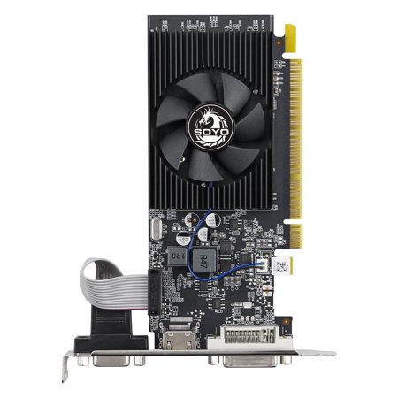 SOYO GT610 2GB DDR3 64 Bit Low Profile Graphics Card, HDMI VGA DVI PCI Express x16 2.0 Single Fan Computer GPU