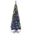 thumbnail image 2 of Costway 7.5ft Pre-Lit Hinged Artificial Pencil Christmas Tree with 350 Multicolor Lights, 2 of 9