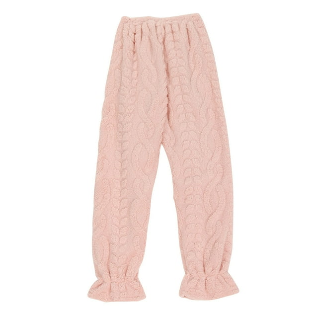 Posijego Fleece Pajama Pants Women Ruffle Elastic Bottom Lounge Pants Sleepwear Fuzzy Warm Pjs Pants