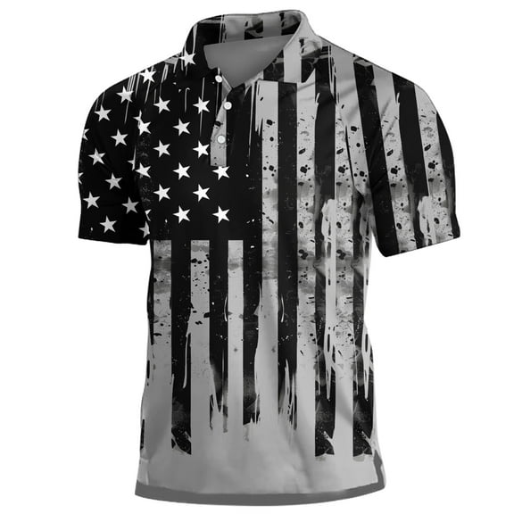 Vivianyo HD Short Sleeve Polo Shirts for Men Independence Day Graphic Stretch Casual American Patriotic Raglan Golf Polos for Men，Sport Cool Dri Polo Shirt, Moisture-Wicking Performance Polo Shirts