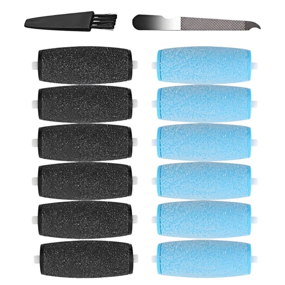 12 Pack Replacement Rollers for Refills Electronic Foot File, 6 Extra Coarse and 6 Regular Coarse