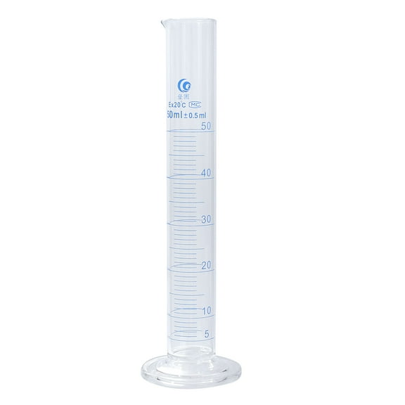 Uxcell 50ml 3.3 Borosilicate Glass Graduated Cylinder, Round Base Blue Graduations Measuring Cylinder