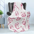 thumbnail image 4 of Yoga Soft Flannel Fleece Throw Blanket, Doodle Style Women Various Exercise Poses Workout Health Lifestyle Bodycare, Cozy Plush for Indoor and Outdoor Use, 70" x 90", Pink White, by Ambesonne, 4 of 5