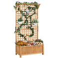 thumbnail image 4 of Yaheetech 72'' H Wood Planter Raised Garden Bed with Trellis, Light Brown, 4 of 8