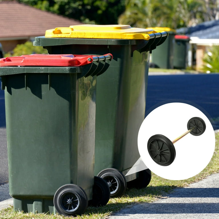 1 Set of Garbage Bin Wheels Replacement Wastebasket Pulley Wheel