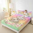 thumbnail image 4 of Homewish Cute Cartoon Capybara Twin Sheet Sets,Pink Flower Floral Twin Fitted Sheet,Green Yellow Orange Ombre 03 For Girls Kids,Ultra Soft Home Decor,3-Piece, 4 of 7