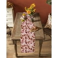 thumbnail image 4 of Pink Ribbon Football Burlap Cotton Table Runner 13x36 Inches Short, Vintage Modern Game Ball Watercolor Farmhouse Table Runners, Outdoor Dining Tablecloths Decor for Baby Shower/Party/Wedding, 4 of 6