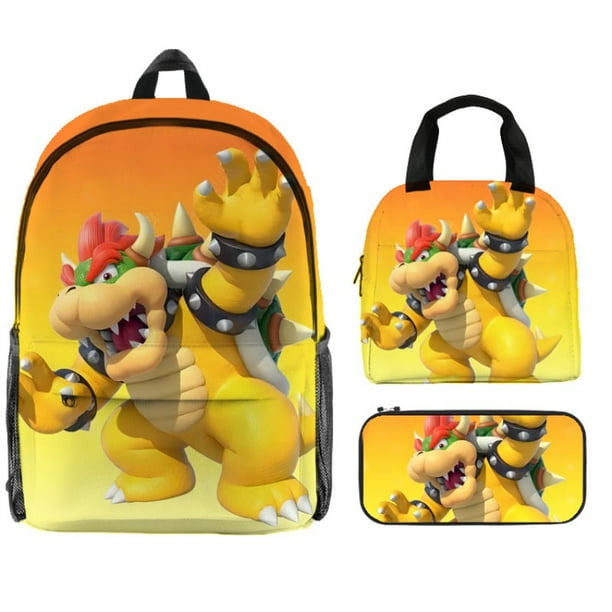 Mario bros Bowser backpack Princess Peach bag pencil case lunch bag for elementary student. Bodega Aurrera en linea