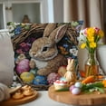 thumbnail image 5 of TanSiDing 3pcs Easter Bunny Embroidery Style Pillowcase Floral Print Decorative Throw Pillow Cover Soft Polyester Home Decor Couch Bedroom Accent 45*45cm, 5 of 6
