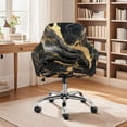 thumbnail image 2 of Xoenoiee Black Golden Marble Print Dining Room Chair Cover Velvet Curved Accent Chair Cover Armchair Cover Wingback Chair Protector Office Chair Cover for Kitchen Living Room, 2 of 7