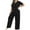 Black, variant on cfhntfmh Pajamas Sets for Women Button down Short Sleeve V Neck Shirt and Wide Leg Pants Soft Lounge Sets Plus Size Xl to 4Xl