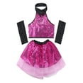 thumbnail image 4 of YiZYiF Little Girls Jazz Modern Dance Costume Outfit Sequins Tops with Mesh Tutu Dress, 4 of 7