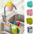 thumbnail image 4 of 5PCS Kitchen Drain Bag Sink Saddle Double Silicone Sponge Holder Sink Rack Storage Organizer Soap Dish(Blue), 4 of 6