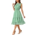 thumbnail image 4 of Vestido de gasa sin mangas para mujer INSPIRE CHIC con cintura fruncida y estrellas metálicas doradas, vestido de fiesta XS verde, 4 of 6