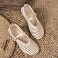 thumbnail image 6 of Gpaecead Women's Woven Mary Jane Flats Closed Toe Hollow Out Breathable Adjustable Buckle Cushioned Sole Shoes For All Day Comfort, Beige, 6 of 8