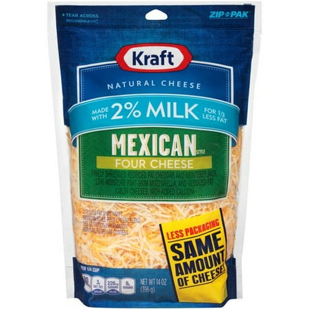Kraft Mexican Style Four Cheese Blend Made with 2% Milk ...