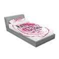 thumbnail image 3 of Ambesonne Saying Fitted Sheet & Pillow Sham Set, Vortex Be Mine Wording, Full, Magenta Black White, 3 of 3