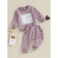 thumbnail image 3 of vera natura Toddler Boys Girls 2PCS Pants Sets Long Sleeve Letter Print Sweatshirt and Drawstring Pants Sets, 3 of 9