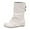 White, variant on Fold Over Mid Calf Boots for Women Hidden Wedge Low Heel Slouchy Leather Round Toe Long Booties with Buckle Strap
