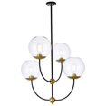 thumbnail image 1 of Lennon 31.5 Inch Pendant In Black And Brass With Clear Shade, 1 of 3