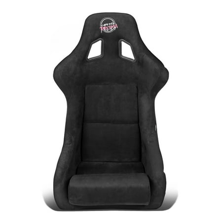 NRG Innovations NRG-FRP-302BK NRG Innovations FRP-302BK Prisma Series Fiber Glass Bucket Racing Seat Black Alcantara w/ Side Mountes (Large)