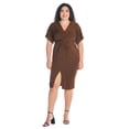 thumbnail image 2 of Plus Size V Neck Twist Front Split Hem Dress, 2 of 9