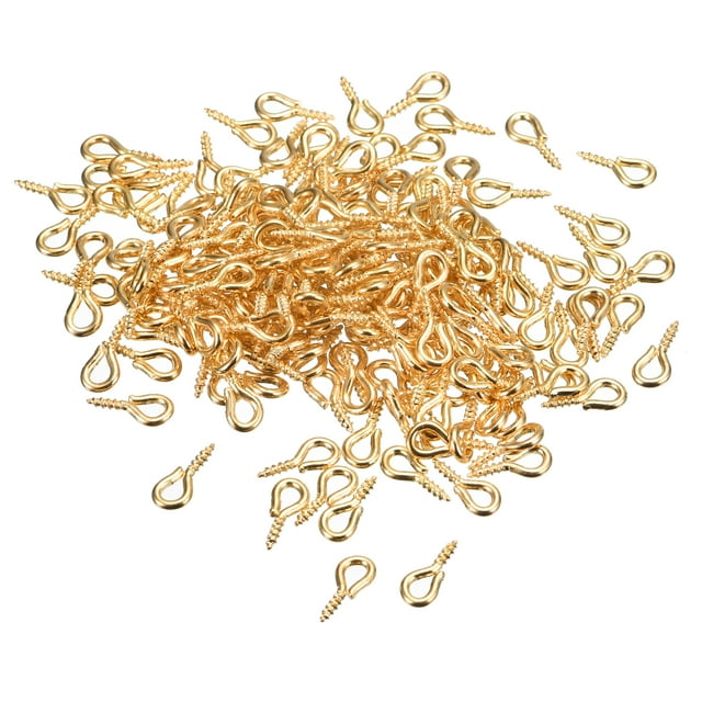 500uds Pequeño Tornillo Ojo Pasadores Ganchos Mini Ojales Tornillos Roscados, 4.5x10x1.2mm Autorroscante Tornillo para Joyería Fabricación DIY Artesanía, Dorado Tono