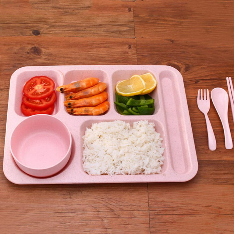 Wheat Straw Divided Plates for Kids - School Lunch Tray for Kids and  Toddlers, Lunch Trays for Cafeteria with Compartments
