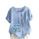 thumbnail image 1 of Túnica de Manga Corta Tops para las Mujeres Océano Pescado Impreso Blusa, Ropa Casual Ver Botón Arriba Camiseta, 1 of 4