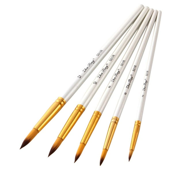 5 Pcs Round Pointed Tip Paint Brush Set For Acrylic