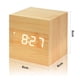 thumbnail image 5 of Reloj despertador digital, luz LED de madera, mini cubo moderno, reloj despertador de escritorio, muestra la temperatura de la fecha y la hora para niños, dormitorios, hogar, dormitorio, viajes Ormromra 2034722-3, 5 of 9